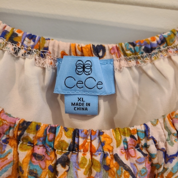 CeCe Paisley Print Tiered Gathered Sleeve Blouse - Picture 3 of 8